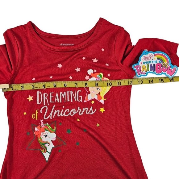 Nickelodeon JoJo Siwa Girls Christmas Holiday Red Dreaming of Unicorns Dress NWT - Picture 13 of 16